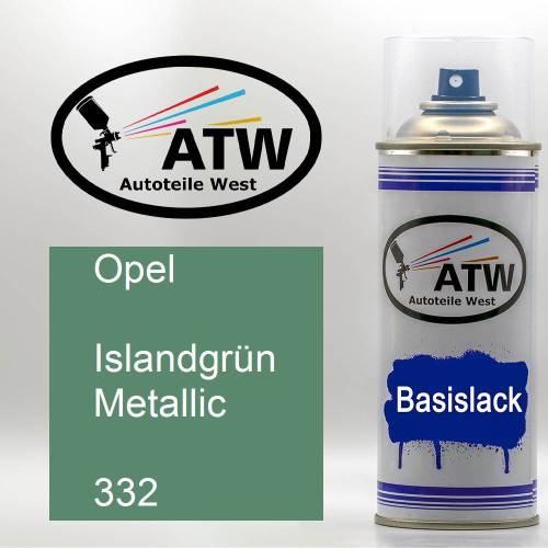 Opel, Islandgrün Metallic, 332: 400ml Sprühdose, von ATW Autoteile West.